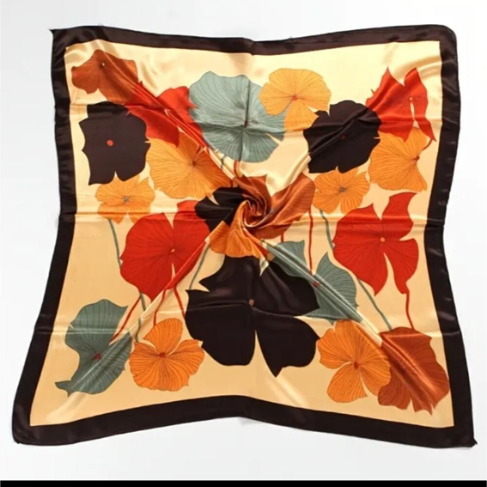 Luxury Plant print silk scarf summer wrap shawl